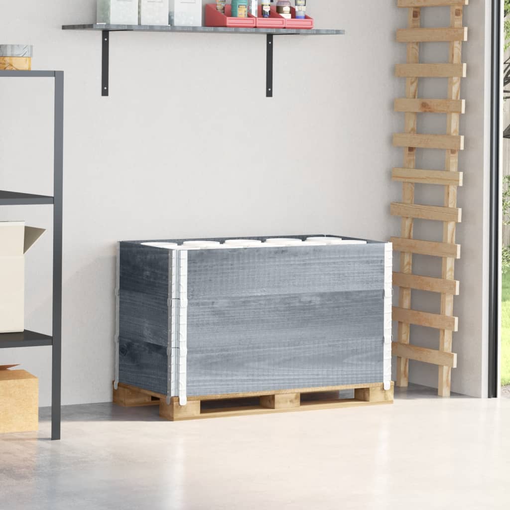 Paletový Nástavec Šedý Masivní Borové Dřevo