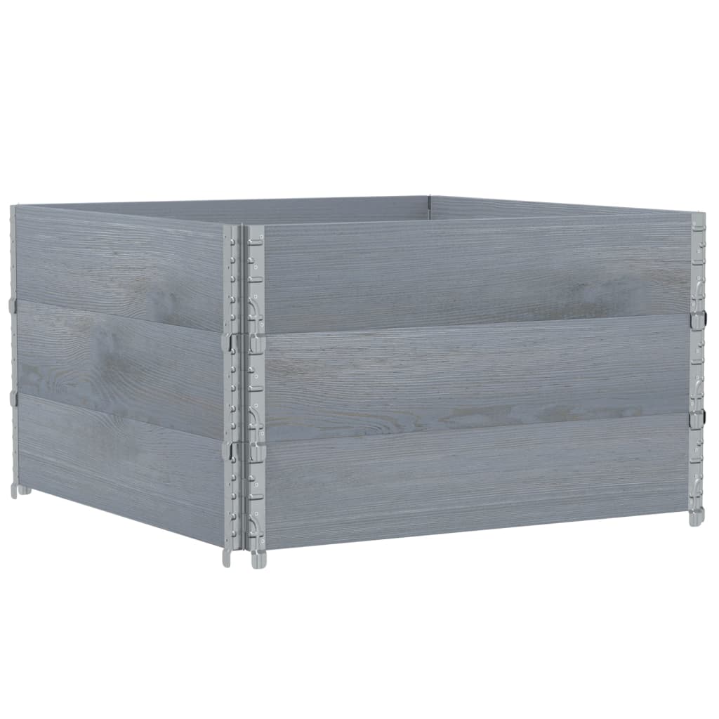 Paletové Nástavce 3 Ks Šedé 100 X 100 Cm Masivní Borové Dřevo