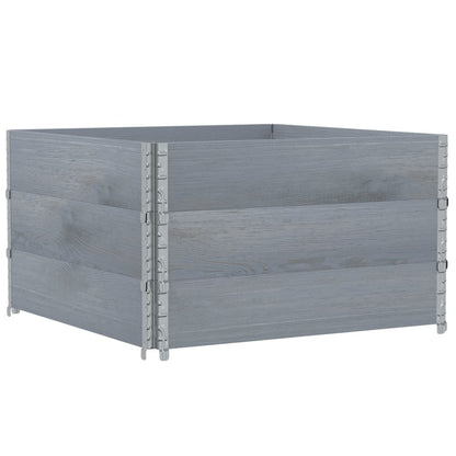 Paletové Nástavce 3 Ks Šedé 100 X 100 Cm Masivní Borové Dřevo