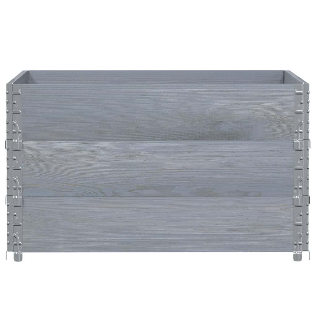 Paletové Nástavce 3 Ks Šedé 100 X 100 Cm Masivní Borové Dřevo