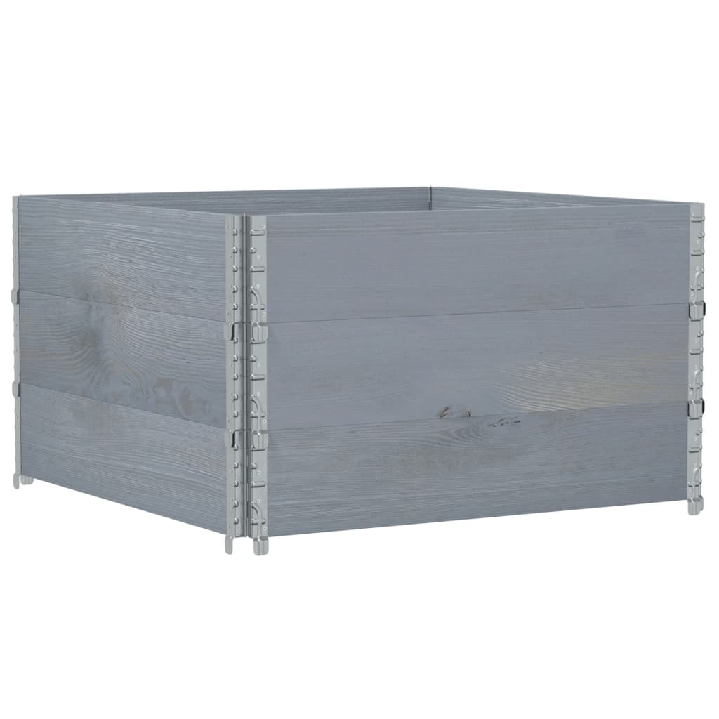 Paletové Nástavce 3 Ks Šedé 100 X 100 Cm Masivní Borové Dřevo