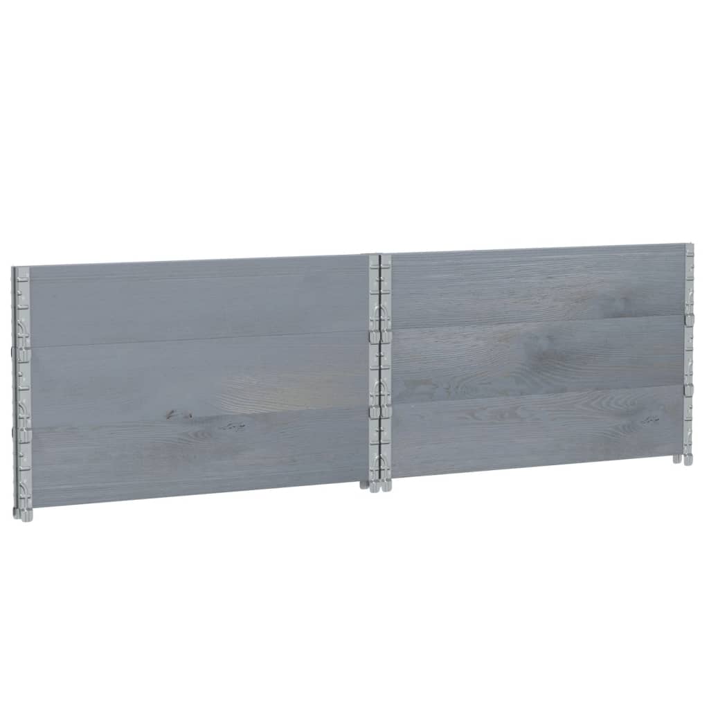 Paletové Nástavce 3 Ks Šedé 100 X 100 Cm Masivní Borové Dřevo