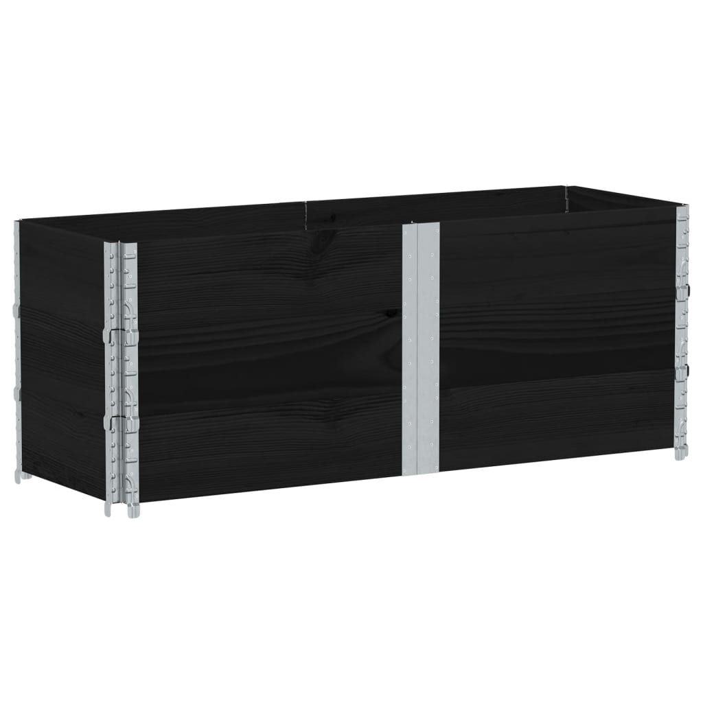Paletové Nástavce 3 Ks Černé 150 X 50 Cm Masivní Borové Dřevo