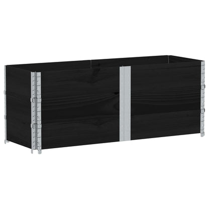 Paletové Nástavce 3 Ks Černé 150 X 50 Cm Masivní Borové Dřevo
