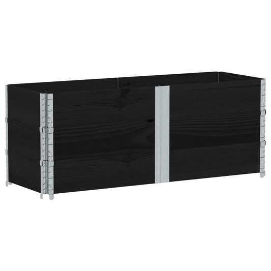 Paletové Nástavce 3 Ks Černé 150 X 50 Cm Masivní Borové Dřevo