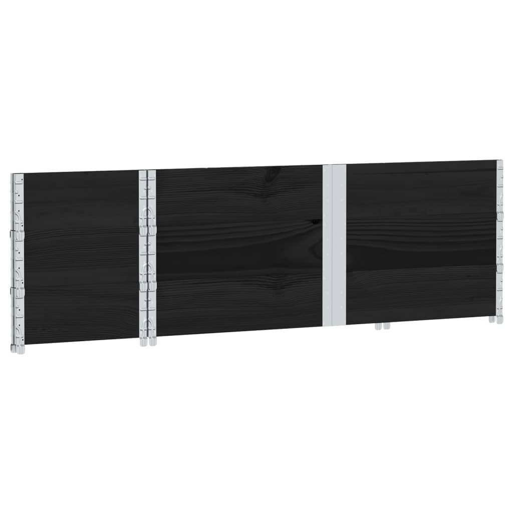 Paletové Nástavce 3 Ks Černé 150 X 50 Cm Masivní Borové Dřevo