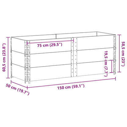 Paletové Nástavce 3 Ks Černé 150 X 50 Cm Masivní Borové Dřevo