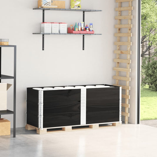 Paletové Nástavce 3 Ks Černé 150 X 50 Cm Masivní Borové Dřevo