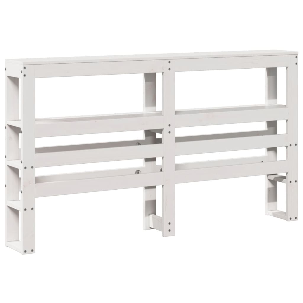 Čelo Postele S Policemi Bílé 150 Cm Masivní Borovice