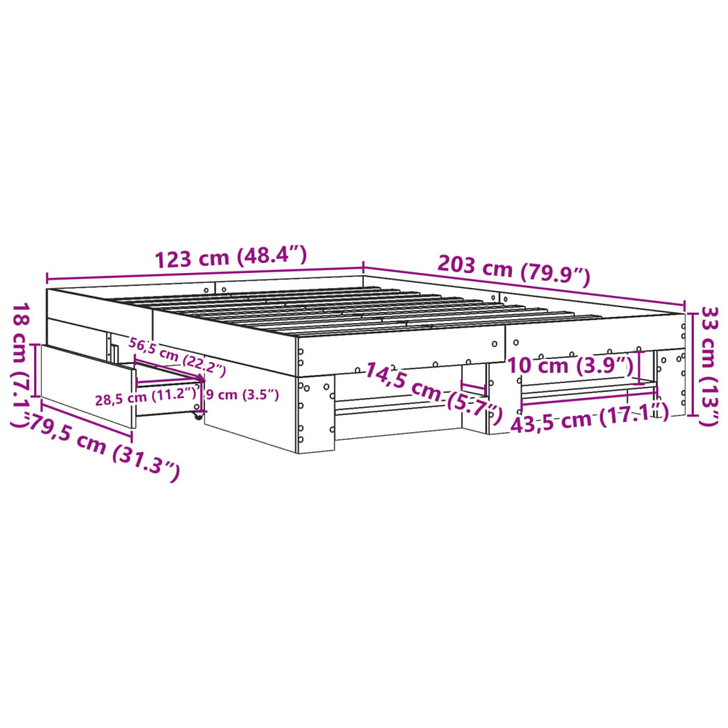 Rám Postele Bílý 120 X 200 Cm Kompozitní Dřevo