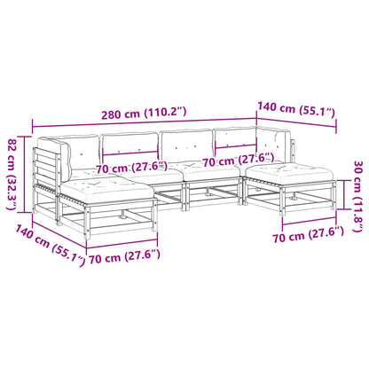 6Dílná Zahradní Sedací Souprava A Podušky Impregnovaná Borovice