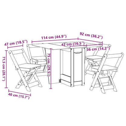 5Dílný Jídelní Set Butterfly Corona Skládací Hnědý Borovice