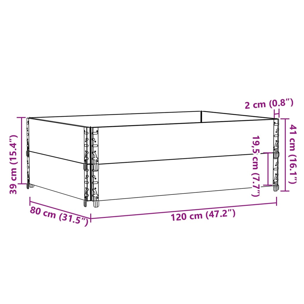 Paletové Nástavce 2 Ks Černé 120 X 80 Cm Masivní Borové Dřevo