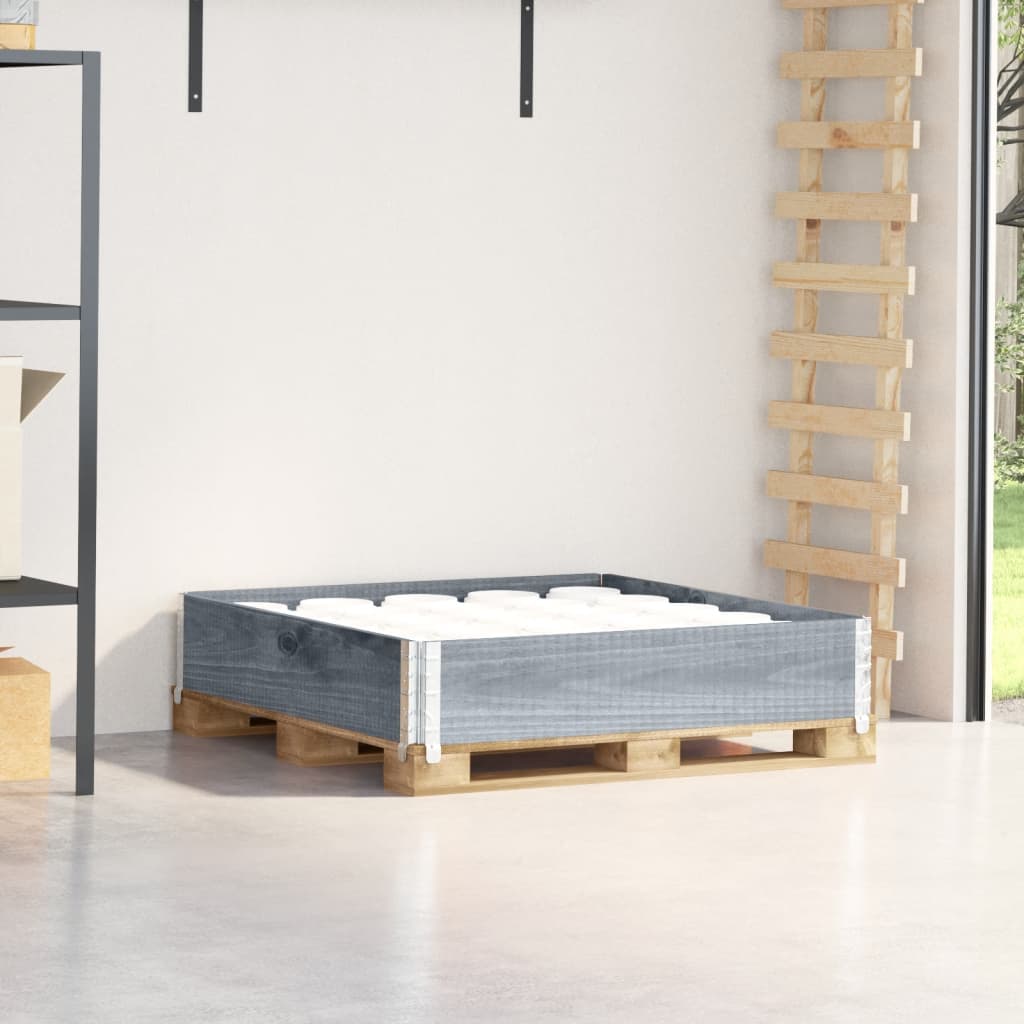 Paletový Nástavec Šedý Masivní Borové Dřevo