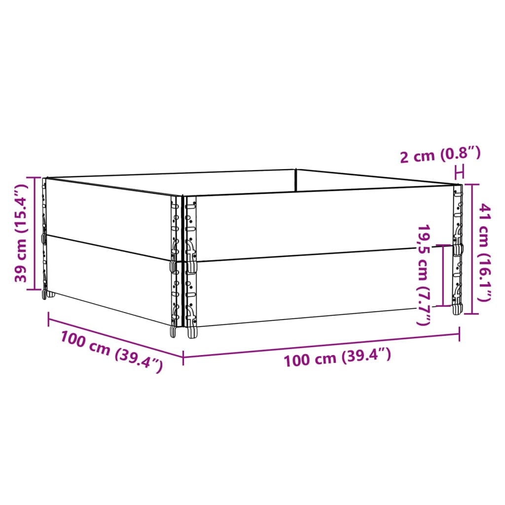 Paletové Nástavce 2 Ks Šedé 100 X 100 Cm Masivní Borové Dřevo