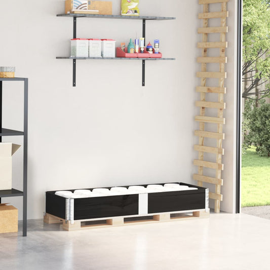 Paletový Nástavec Černý 150 X 50 Cm Masivní Borové Dřevo