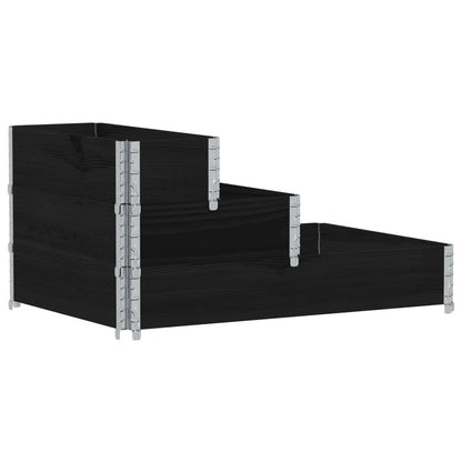 3Patrový Vyvýšený Záhon Černý 120 X 80 Cm Masivní Borové Dřevo