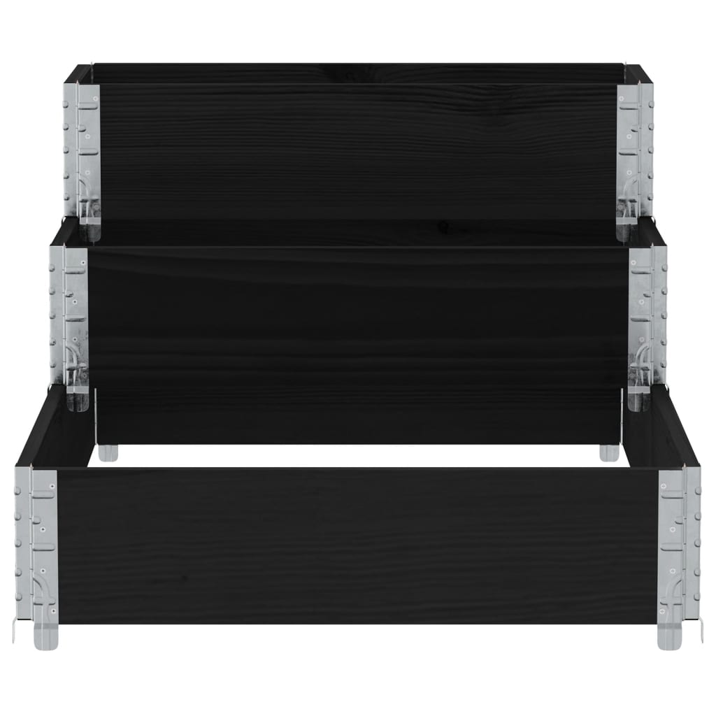 3Patrový Vyvýšený Záhon Černý 120 X 80 Cm Masivní Borové Dřevo