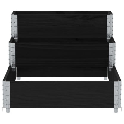 3Patrový Vyvýšený Záhon Černý 120 X 80 Cm Masivní Borové Dřevo