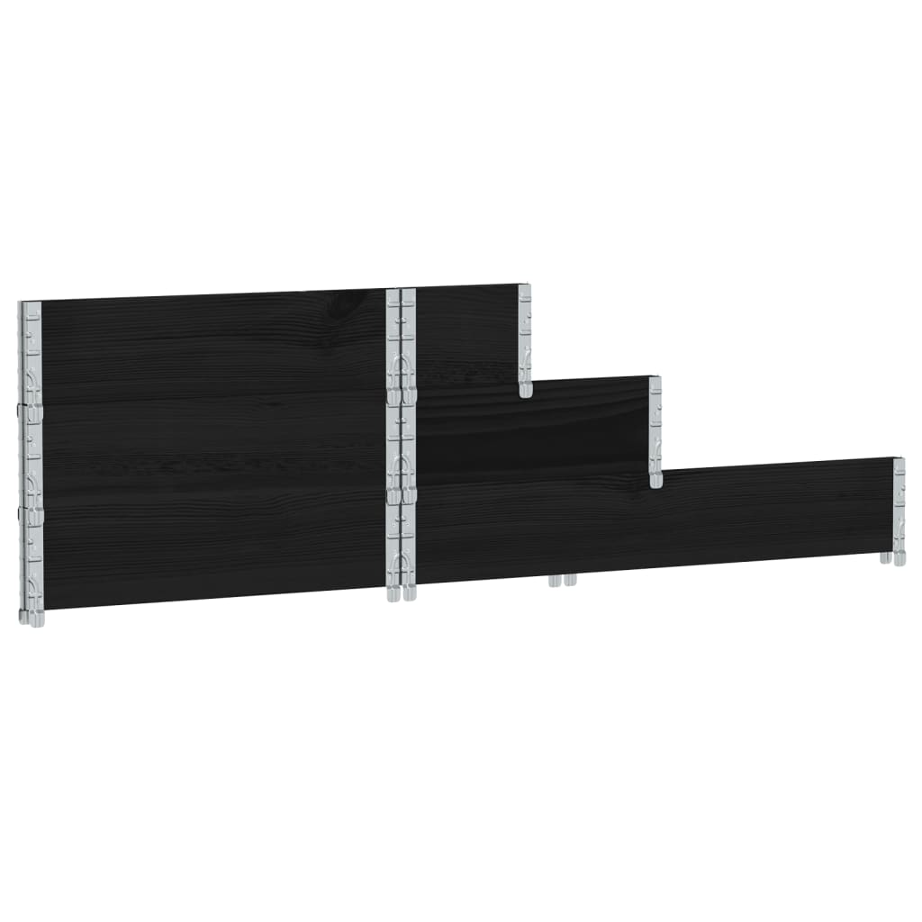 3Patrový Vyvýšený Záhon Černý 120 X 80 Cm Masivní Borové Dřevo