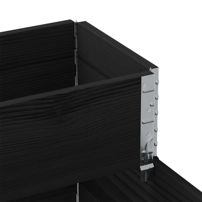 3Patrový Vyvýšený Záhon Černý 120 X 80 Cm Masivní Borové Dřevo