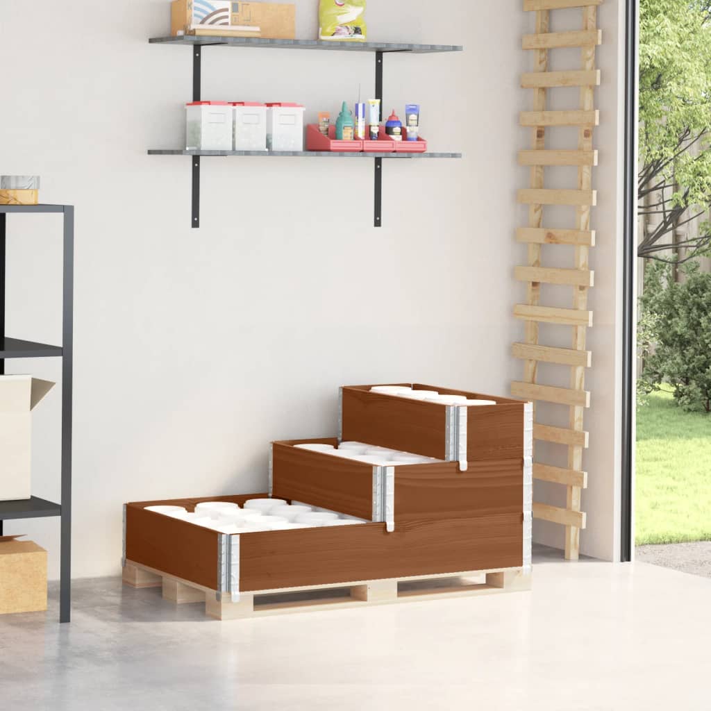 3Patrový Vyvýšený Záhon Černý 120 X 80 Cm Masivní Borové Dřevo