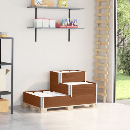 3Patrový Vyvýšený Záhon Černý 120 X 80 Cm Masivní Borové Dřevo