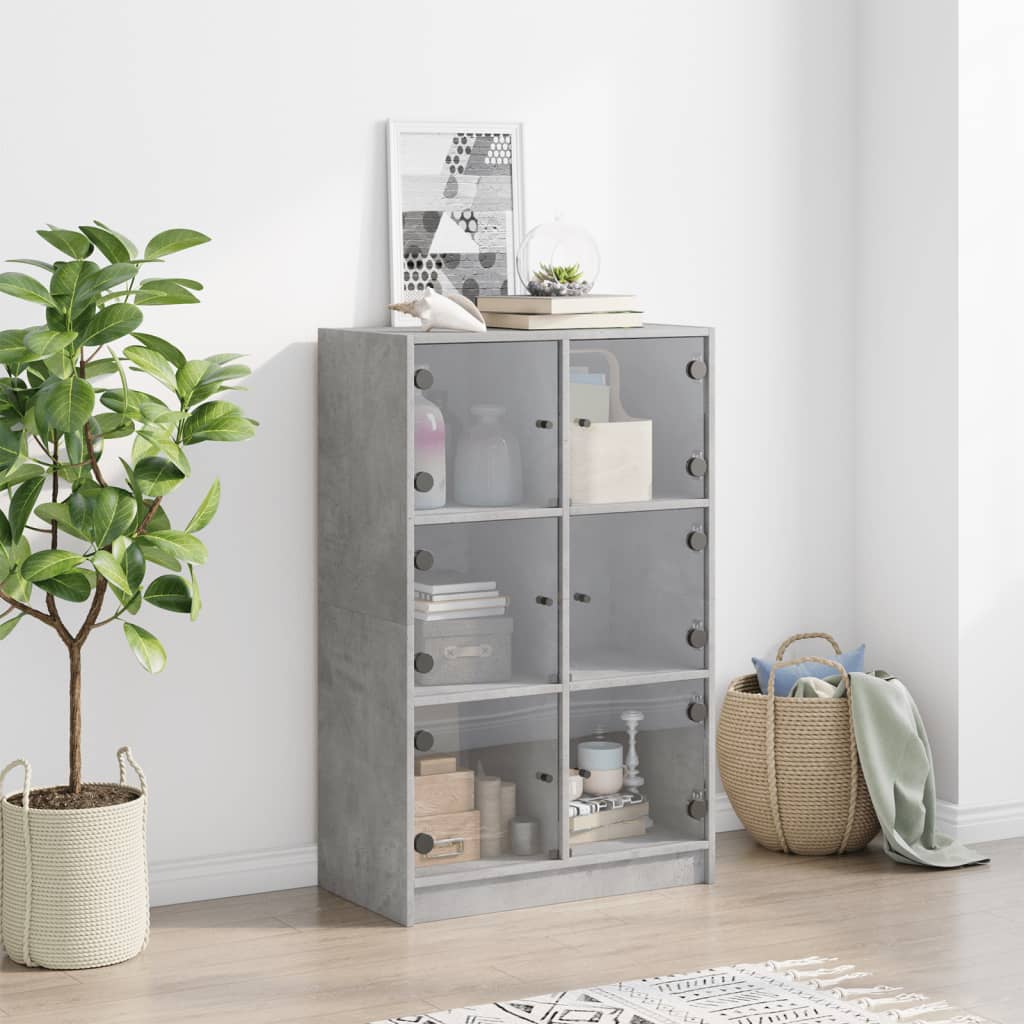 Highboard S Dvířky Betonově Šedý 68X37X109 Cm Kompozitní Dřevo