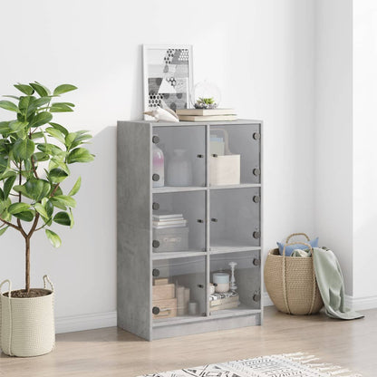 Highboard S Dvířky Betonově Šedý 68X37X109 Cm Kompozitní Dřevo