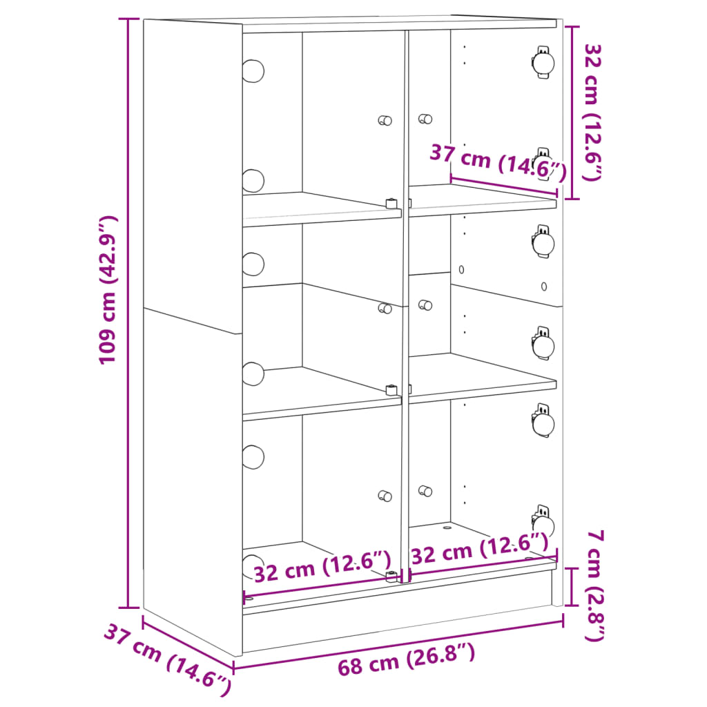 Highboard S Dvířky Betonově Šedý 68X37X109 Cm Kompozitní Dřevo