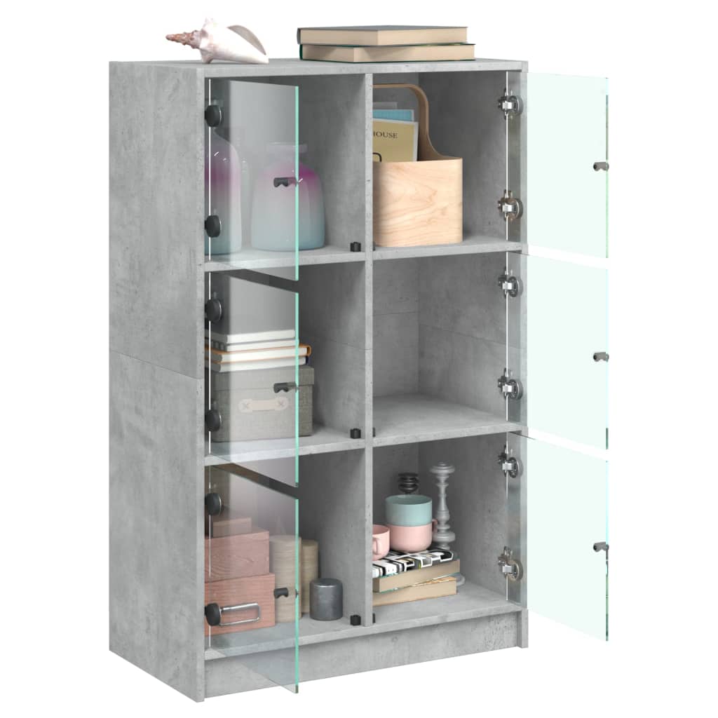 Highboard S Dvířky Betonově Šedý 68X37X109 Cm Kompozitní Dřevo