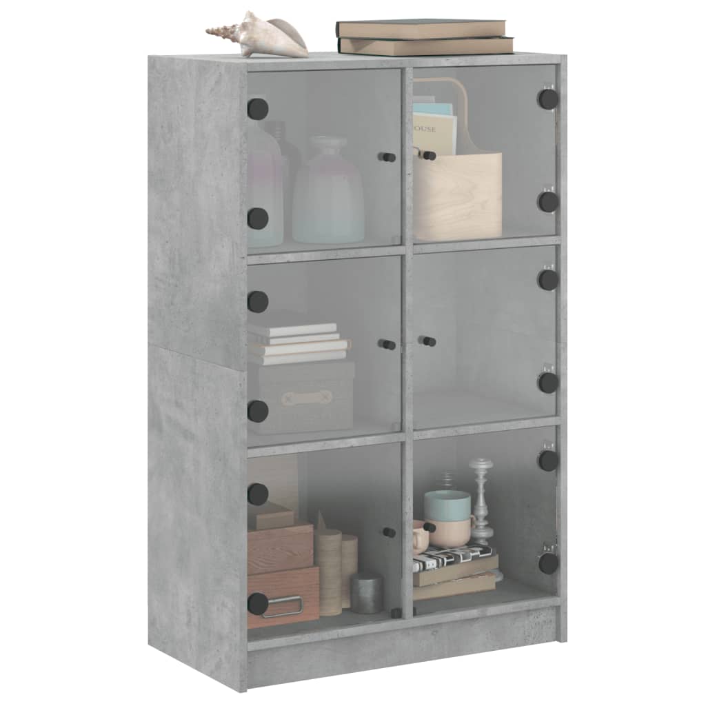 Highboard S Dvířky Betonově Šedý 68X37X109 Cm Kompozitní Dřevo