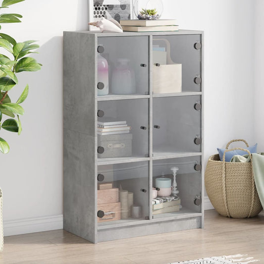 Highboard S Dvířky Betonově Šedý 68X37X109 Cm Kompozitní Dřevo