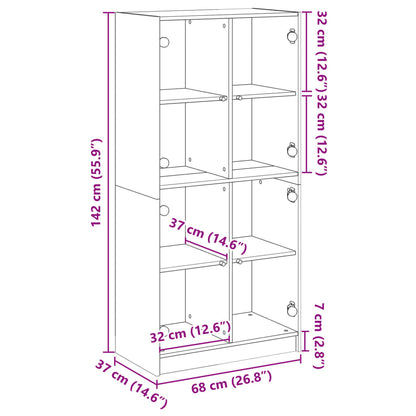 Highboard S Dvířky 68 X 37 X 142 Cm Kompozitní Dřevo