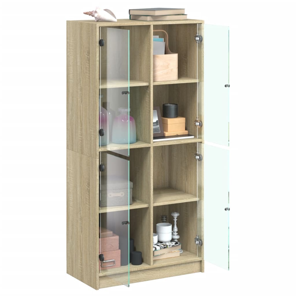 Highboard S Dvířky 68 X 37 X 142 Cm Kompozitní Dřevo