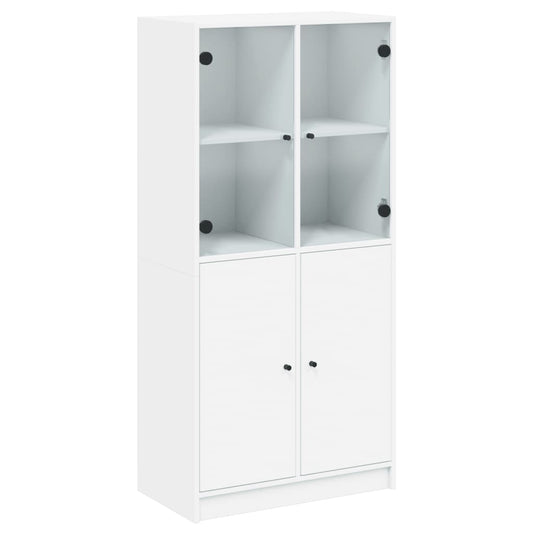 Highboard S Dvířky Bílý 68 X 37 X 142 Cm Kompozitní Dřevo
