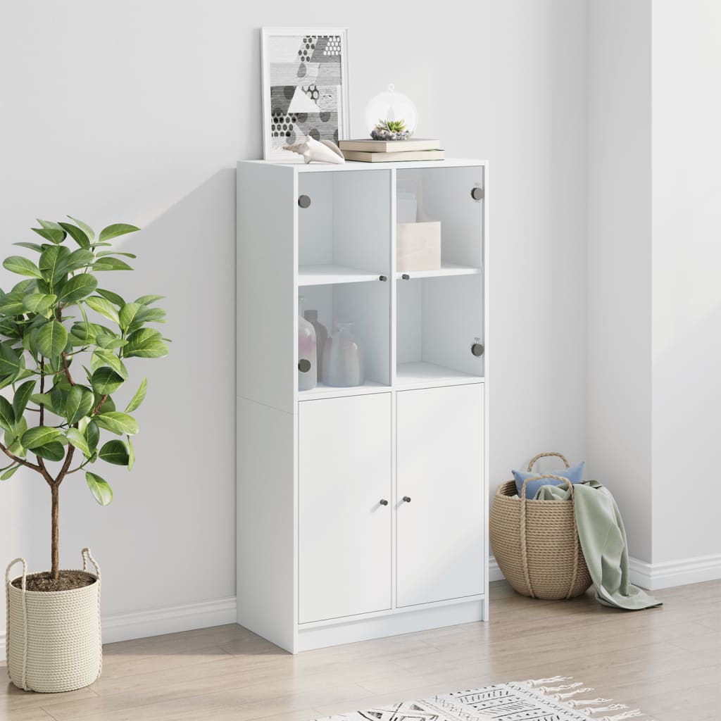 Highboard S Dvířky Bílý 68 X 37 X 142 Cm Kompozitní Dřevo