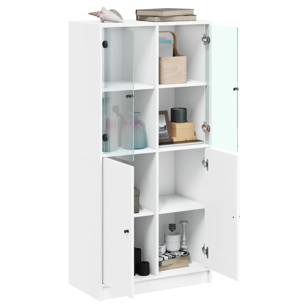 Highboard S Dvířky Bílý 68 X 37 X 142 Cm Kompozitní Dřevo