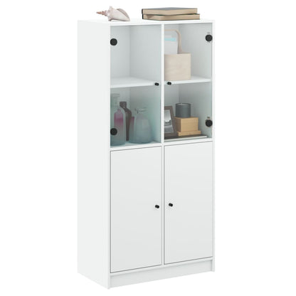 Highboard S Dvířky Bílý 68 X 37 X 142 Cm Kompozitní Dřevo