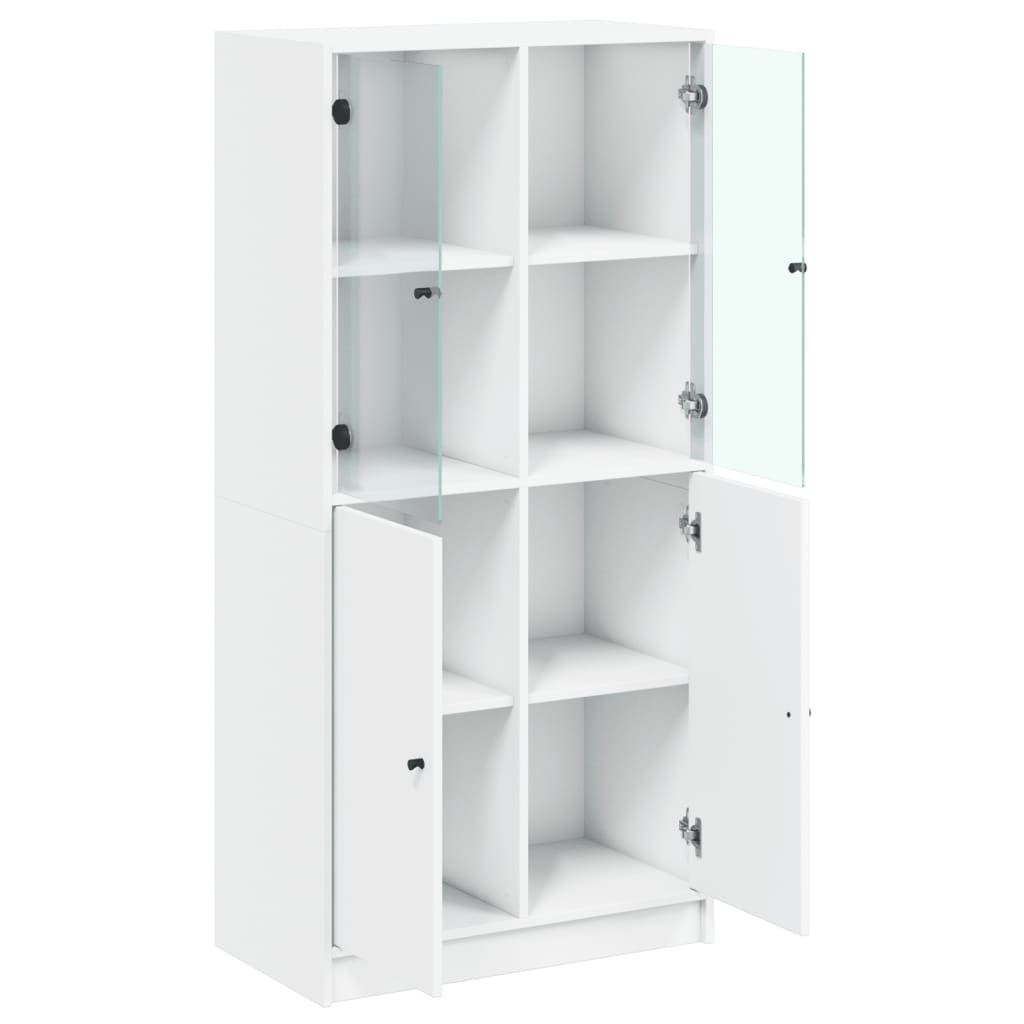 Highboard S Dvířky Bílý 68 X 37 X 142 Cm Kompozitní Dřevo