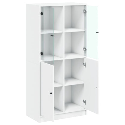 Highboard S Dvířky Bílý 68 X 37 X 142 Cm Kompozitní Dřevo