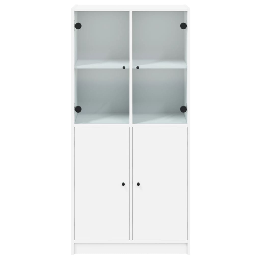 Highboard S Dvířky Bílý 68 X 37 X 142 Cm Kompozitní Dřevo