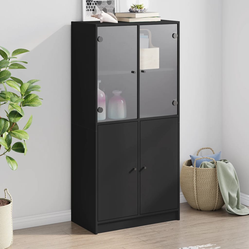 Highboard S Dvířky Bílý 68 X 37 X 142 Cm Kompozitní Dřevo