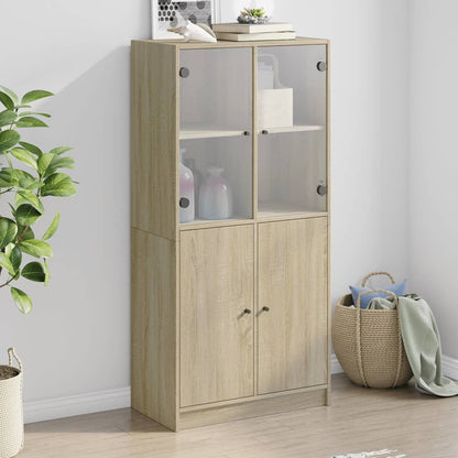 Highboard S Dvířky Bílý 68 X 37 X 142 Cm Kompozitní Dřevo