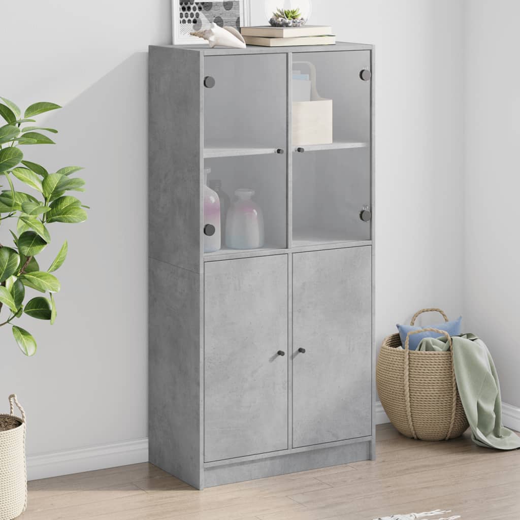 Highboard S Dvířky Bílý 68 X 37 X 142 Cm Kompozitní Dřevo