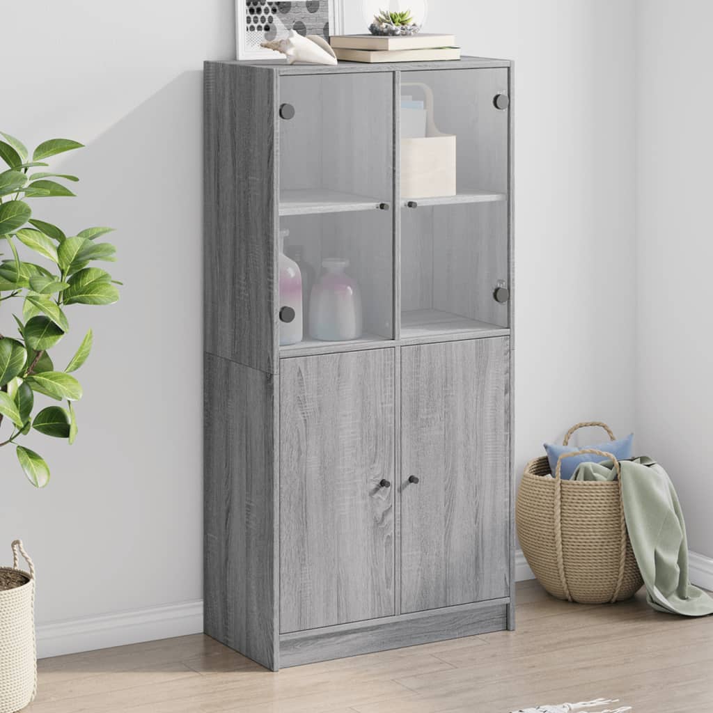 Highboard S Dvířky Bílý 68 X 37 X 142 Cm Kompozitní Dřevo