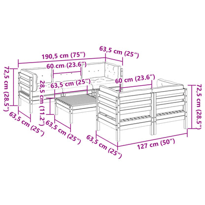 6Dílná Zahradní Sedací Souprava Podušky Borovice