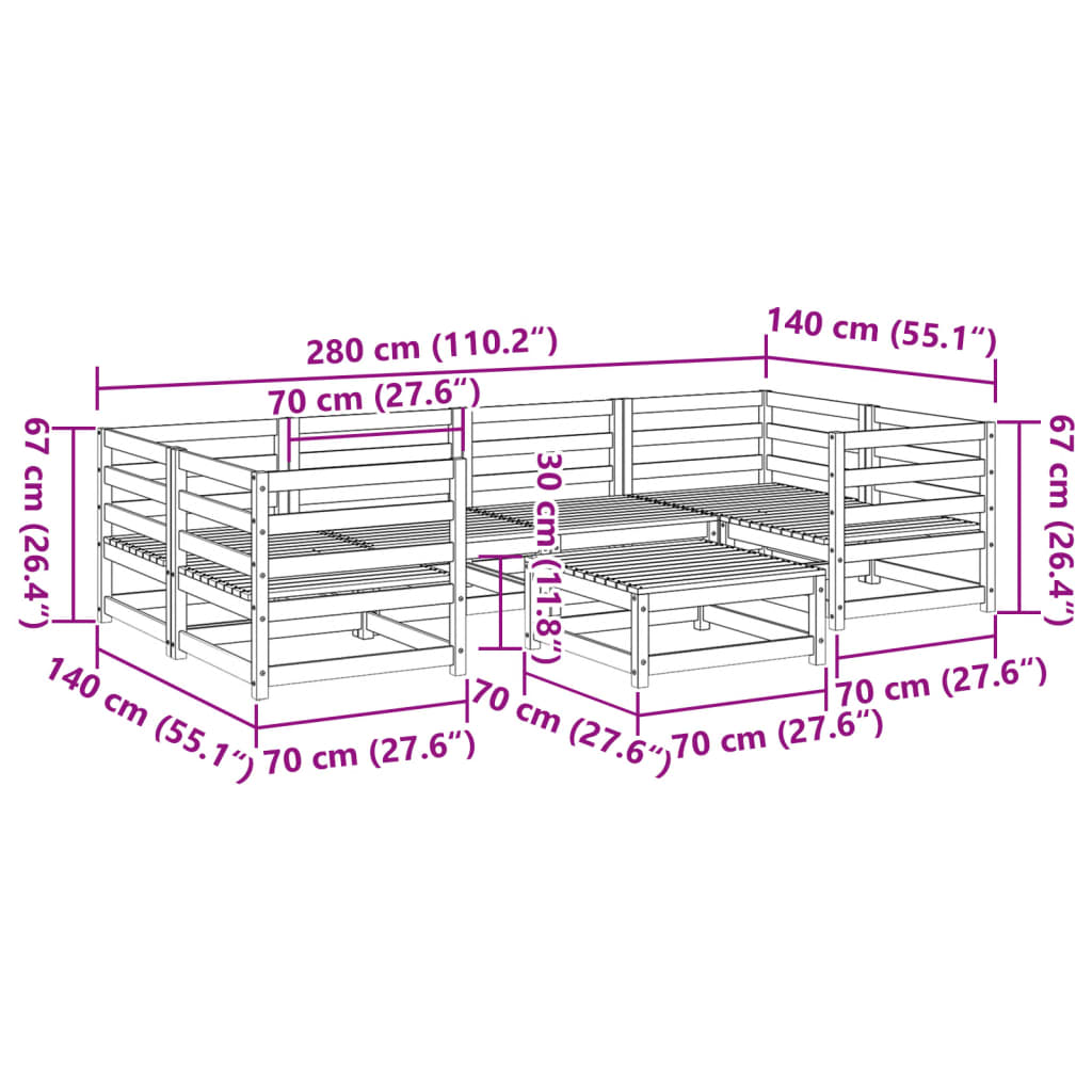 7Dílná Zahradní Sedací Souprava Impregnovaná Borovice