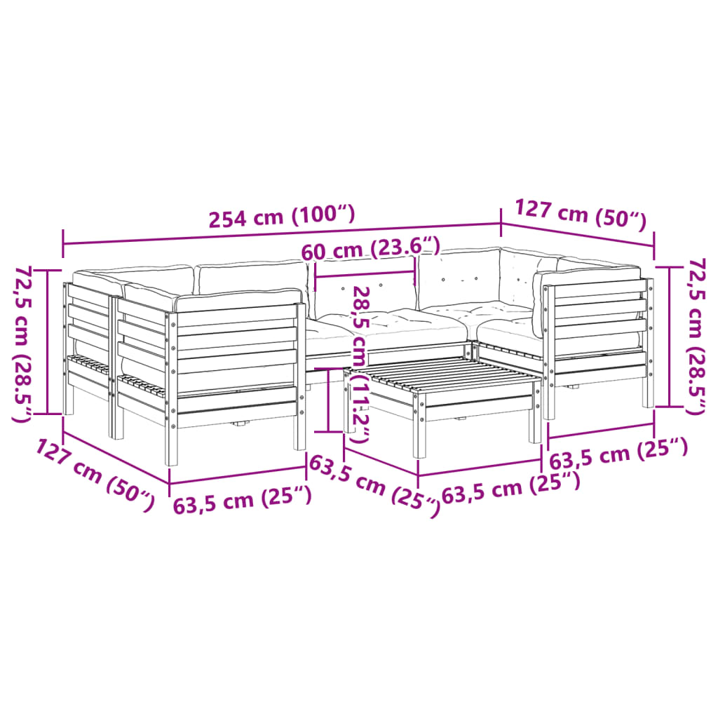 7Dílná Zahradní Sedací Souprava S Poduškami Masivní Douglaska