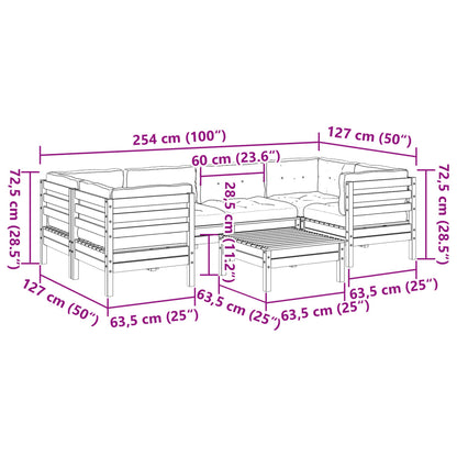 7Dílná Zahradní Sedací Souprava S Poduškami Masivní Douglaska